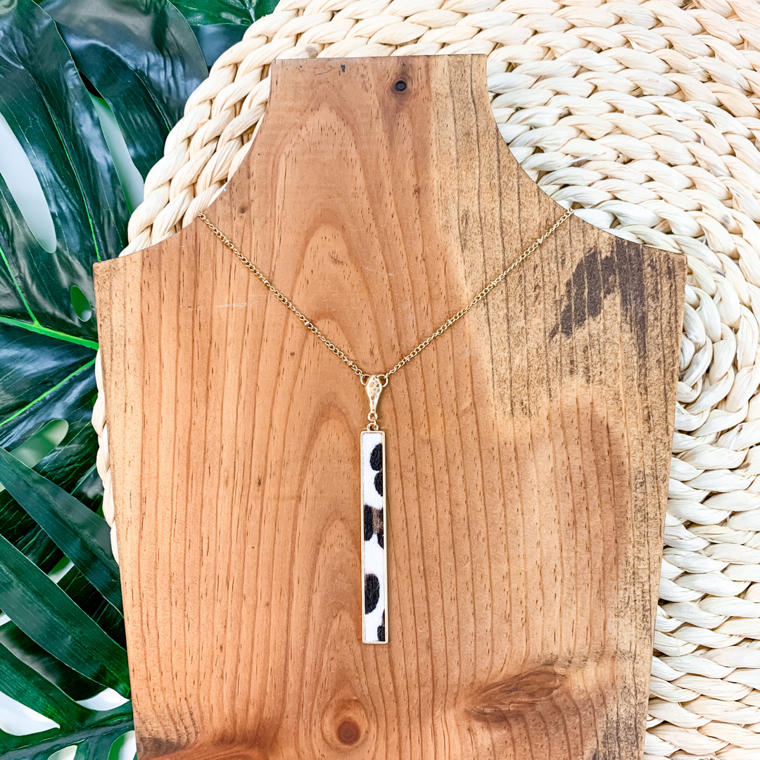 On The Hunt Gold Necklace in White Leopard Print - Giddy Up Glamour Boutique
