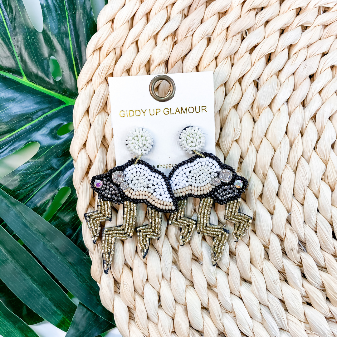 Rainy Day Thunder Cloud Seed Bead Earrings - Giddy Up Glamour Boutique