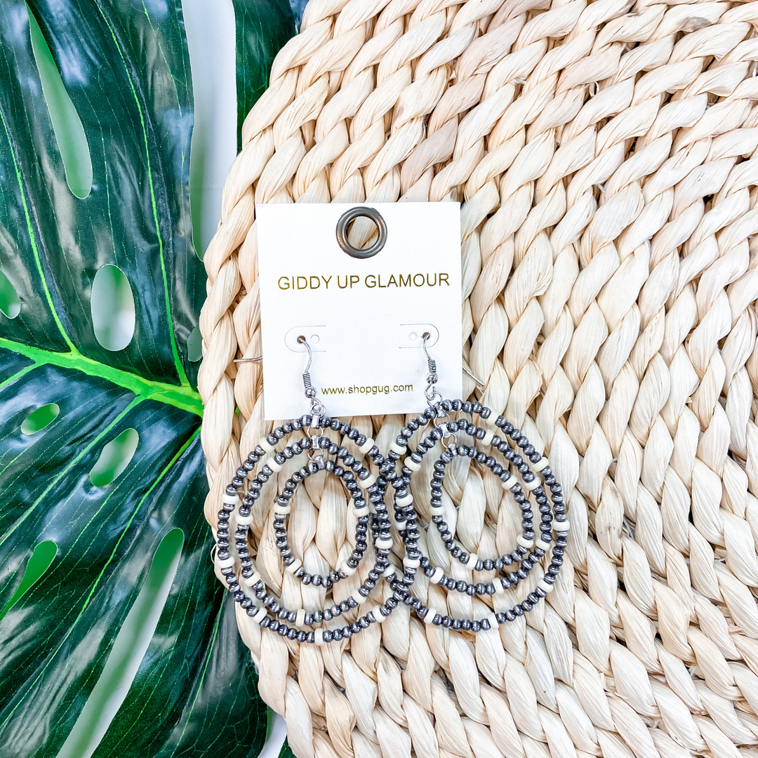 Layered Navajo Bead Hoop Earrings in White - Giddy Up Glamour Boutique