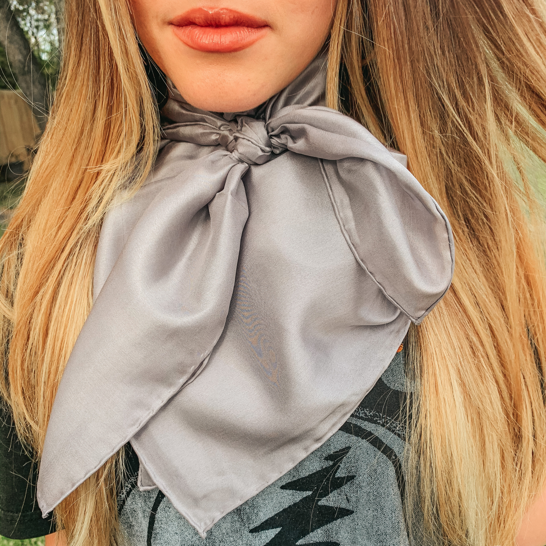 Solid Wild Rag in Silver - Giddy Up Glamour Boutique