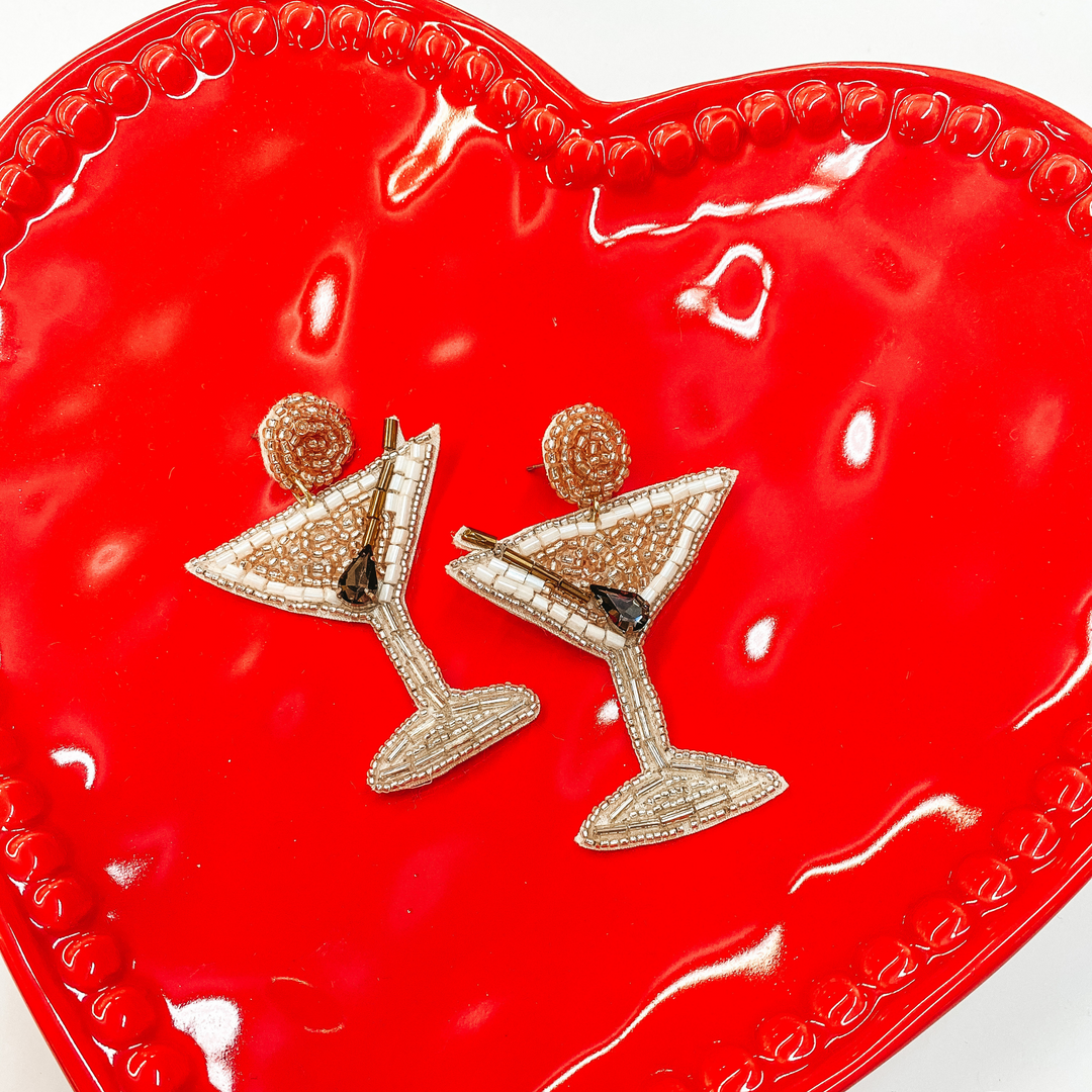 Skyline Date Beaded Martini Earrings in Blush Pink - Giddy Up Glamour Boutique