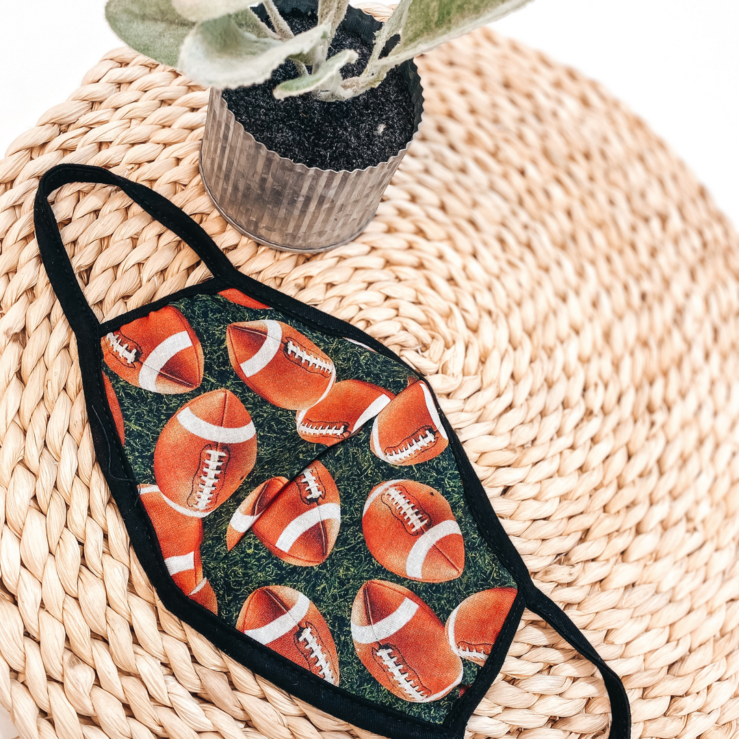 Can't Cover Style Cloth Face Covering in Football Print - Giddy Up Glamour Boutique