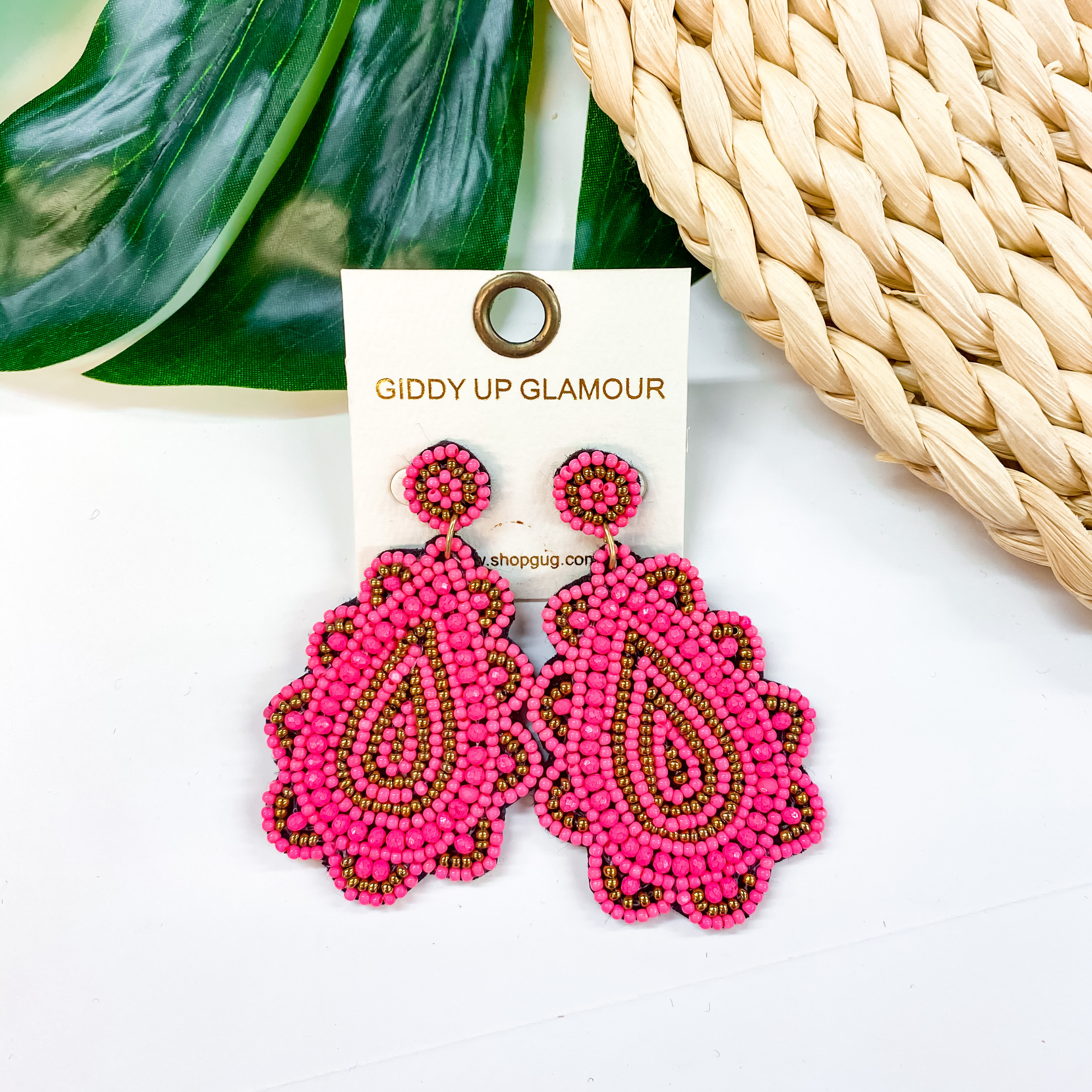 Light Up The Night Seed Bead Teardrop Earrings in Pink - Giddy Up Glamour Boutique