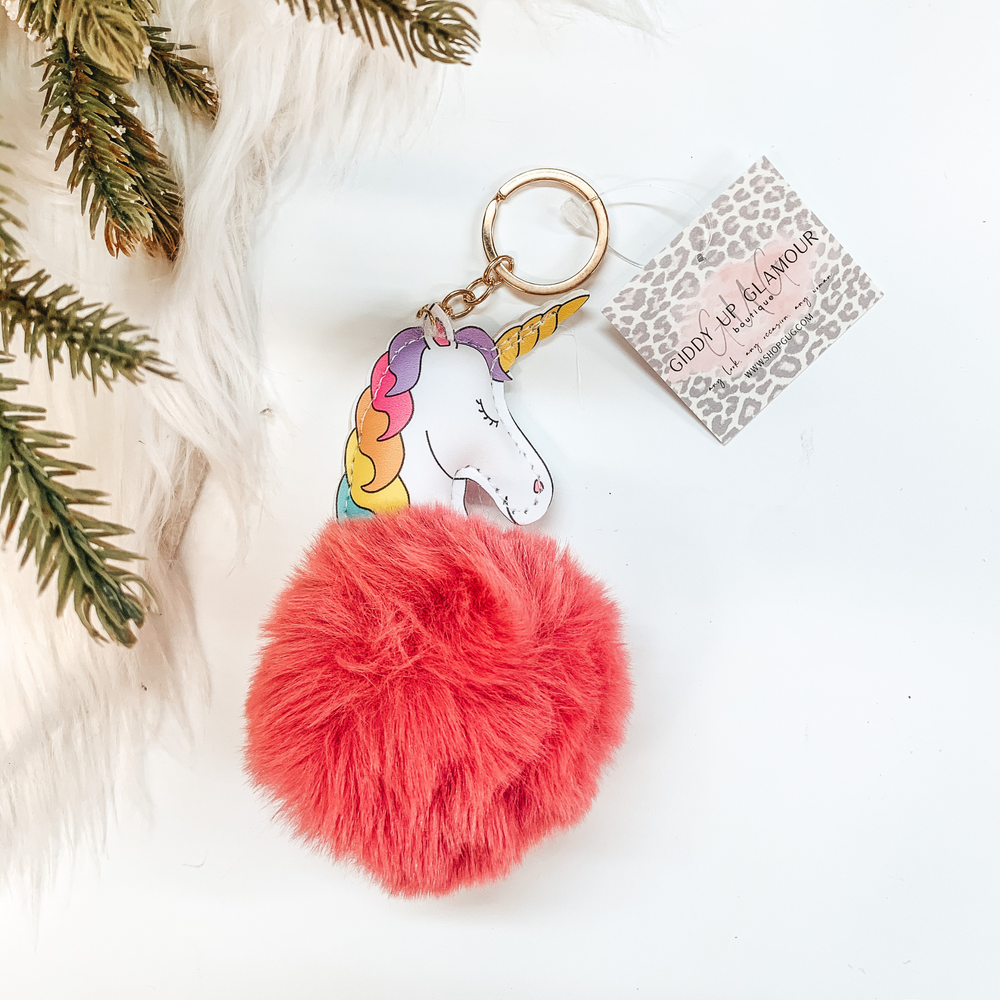 Buy 3 for $10 | Unicorn Puff Ball Keychain - Giddy Up Glamour Boutique