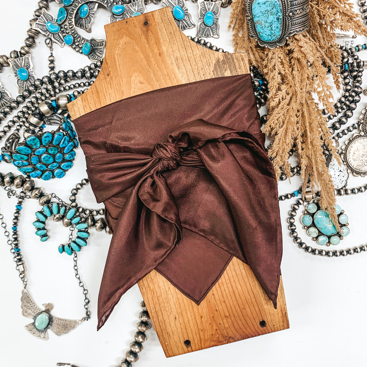 Solid Wild Rag in Chocolate Brown - Giddy Up Glamour Boutique