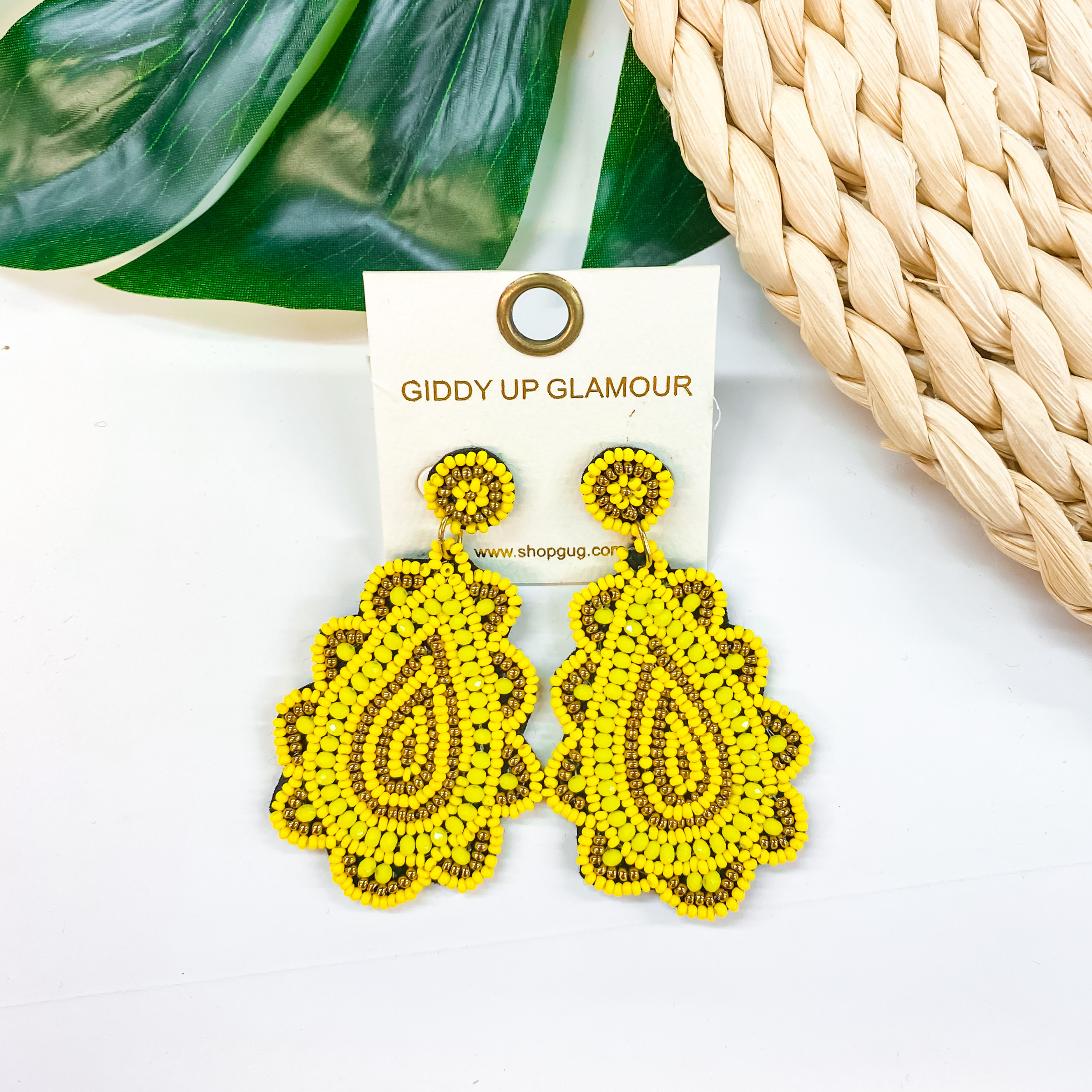 Light Up The Night Seed Bead Teardrop Earrings in Yellow - Giddy Up Glamour Boutique
