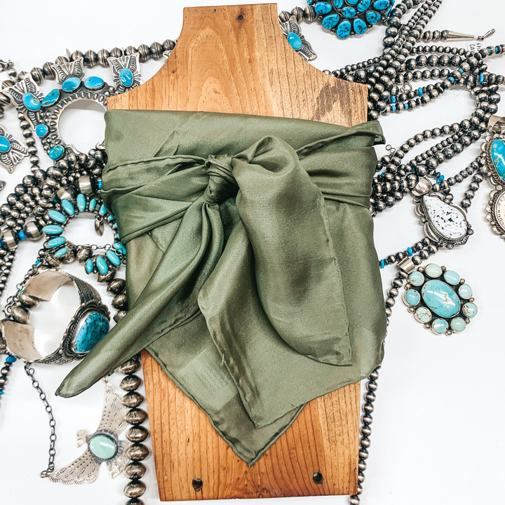 Solid Wild Rag in Sage Green - Giddy Up Glamour Boutique