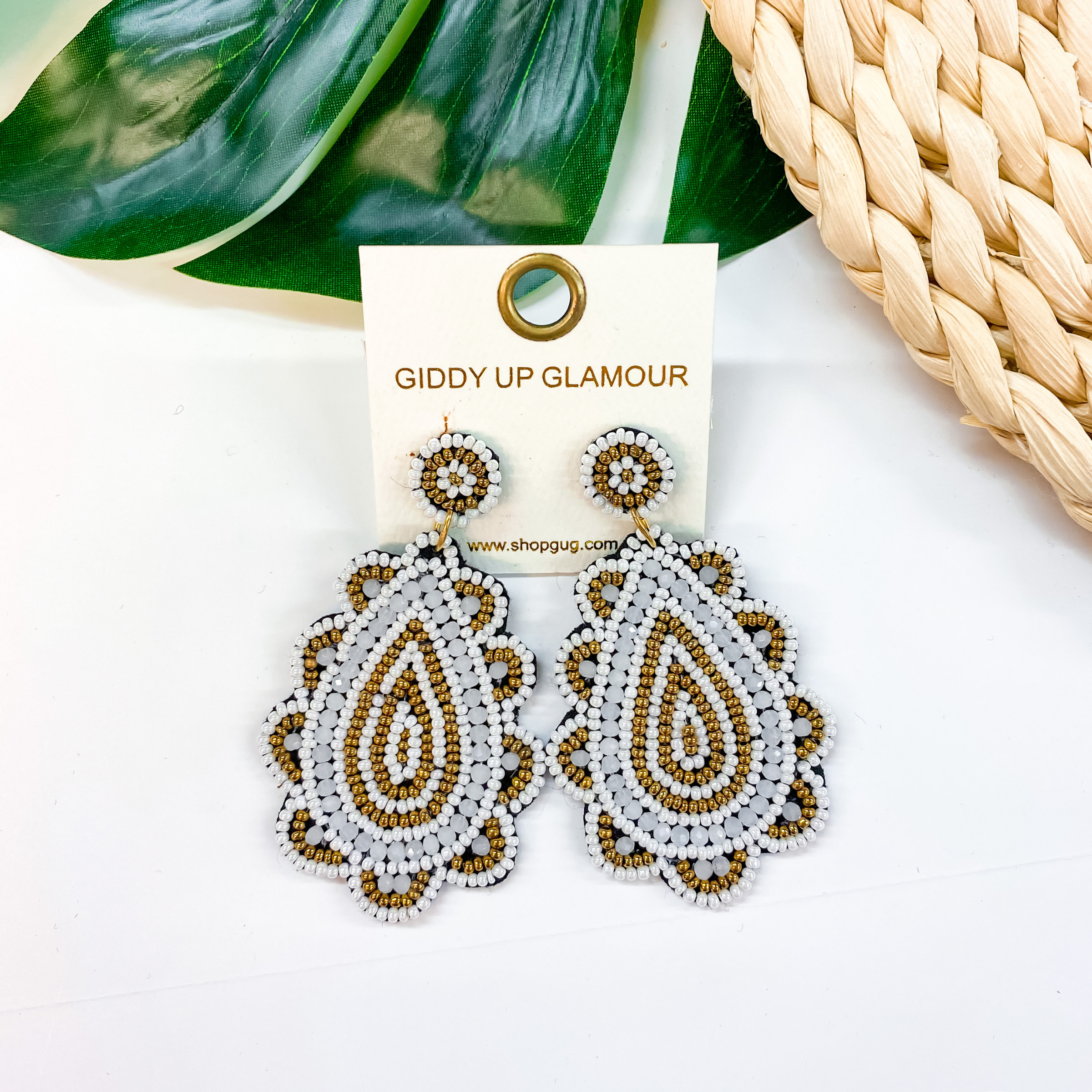 Light Up The Night Seed Bead Teardrop Earrings in Ivory - Giddy Up Glamour Boutique