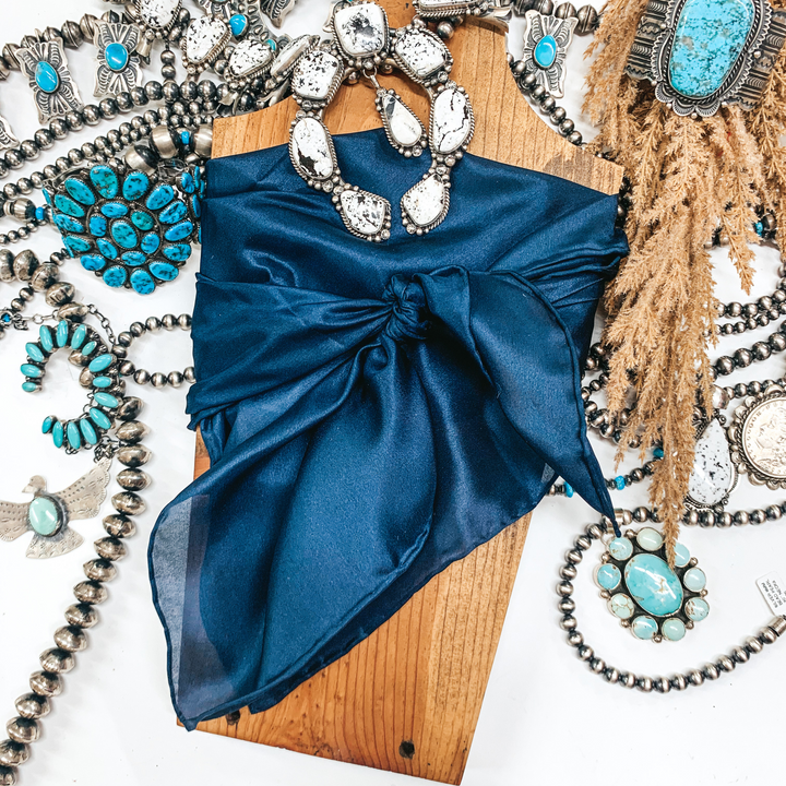 Solid Wild Rag in Navy - Giddy Up Glamour Boutique