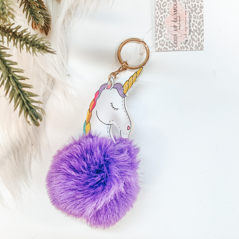 Buy 3 for $10, Unicorn Puff Ball Keychain