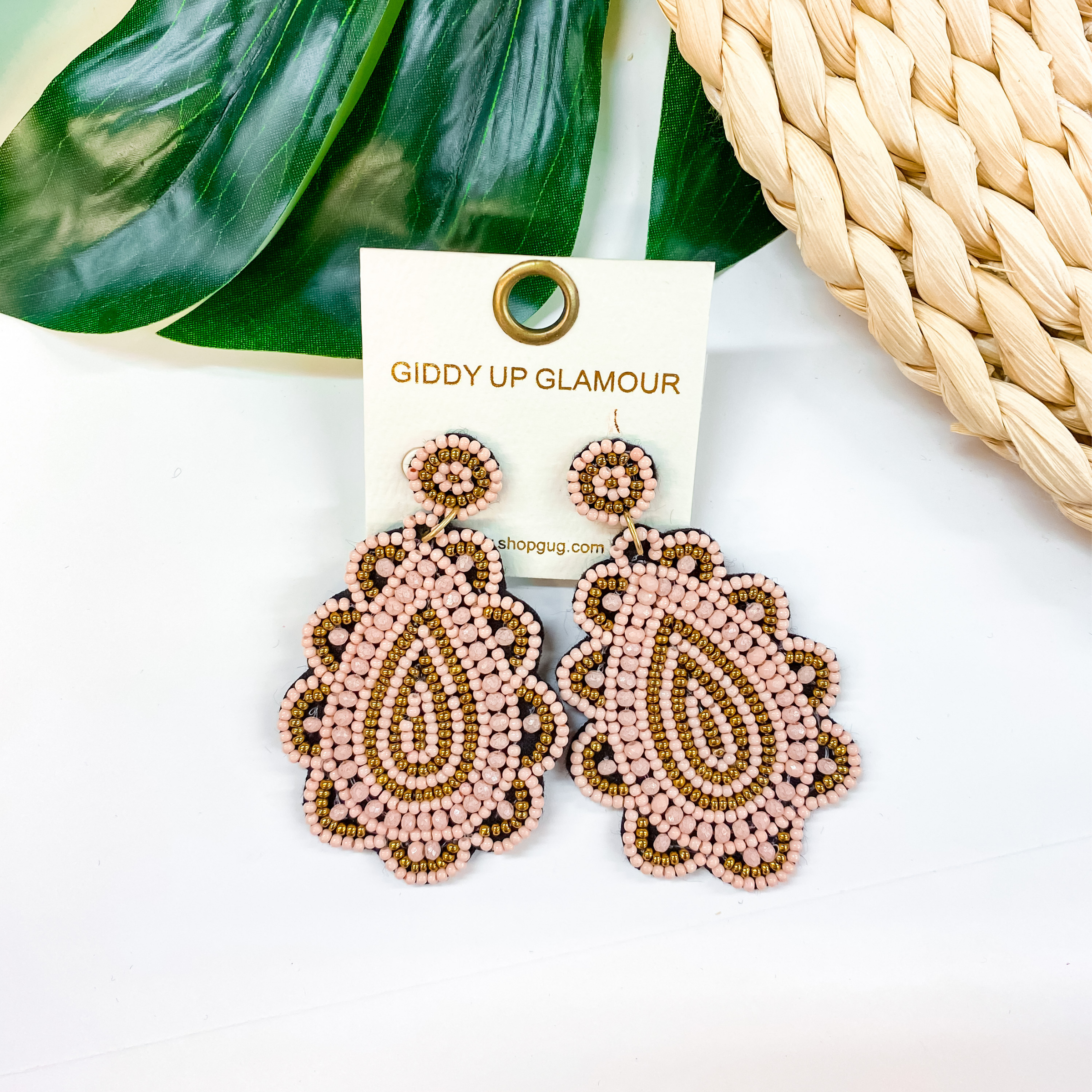 Light Up The Night Seed Bead Teardrop Earrings in Blush - Giddy Up Glamour Boutique