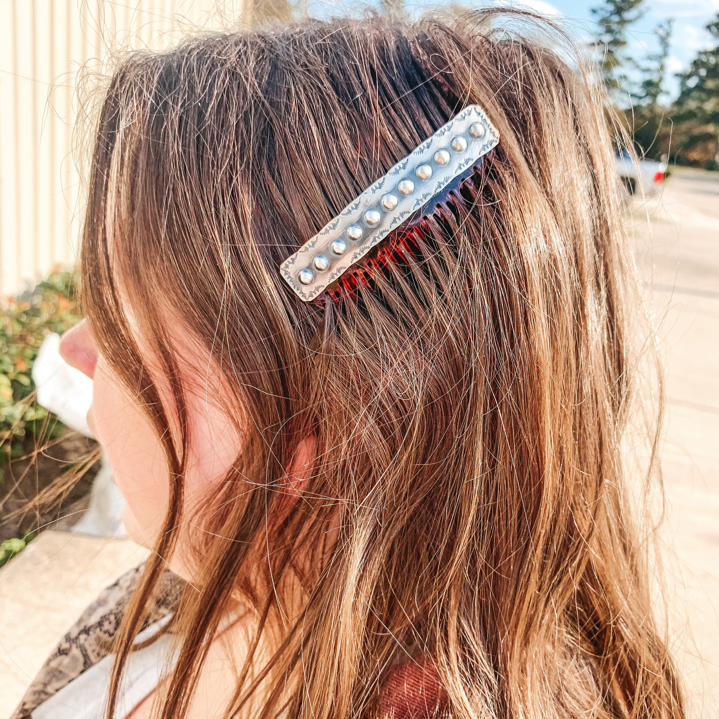 Tim Yazzie |  Navajo Handmade Sterling Silver Hair Clip - Giddy Up Glamour Boutique