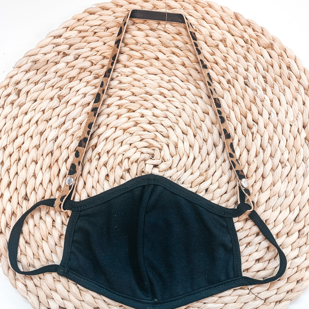 Leather Face Covering Holder in Faux Leopard - Giddy Up Glamour Boutique