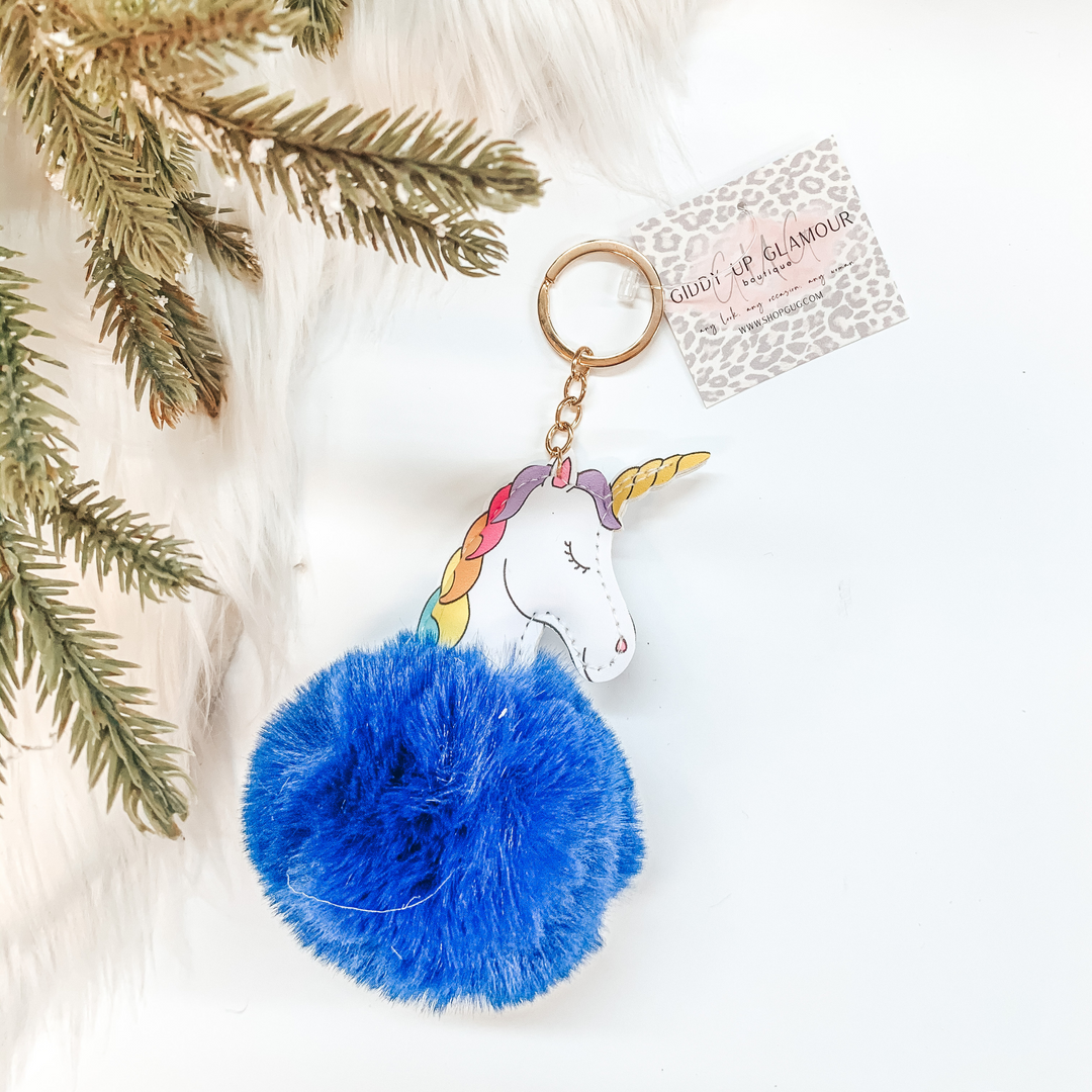 Buy 3 for $10 | Unicorn Puff Ball Keychain - Giddy Up Glamour Boutique