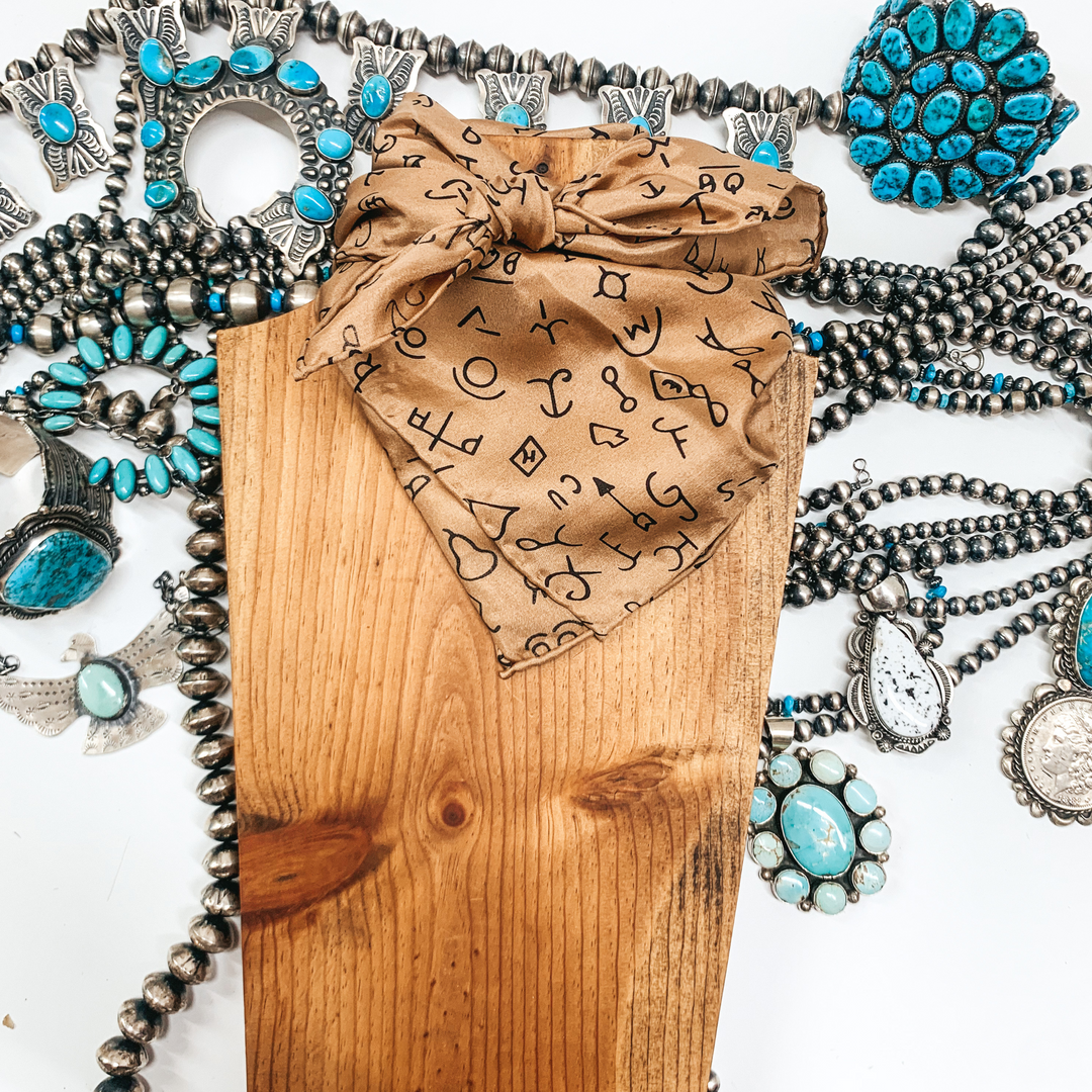 Mini Branded Wild Rag in Tan - Giddy Up Glamour Boutique