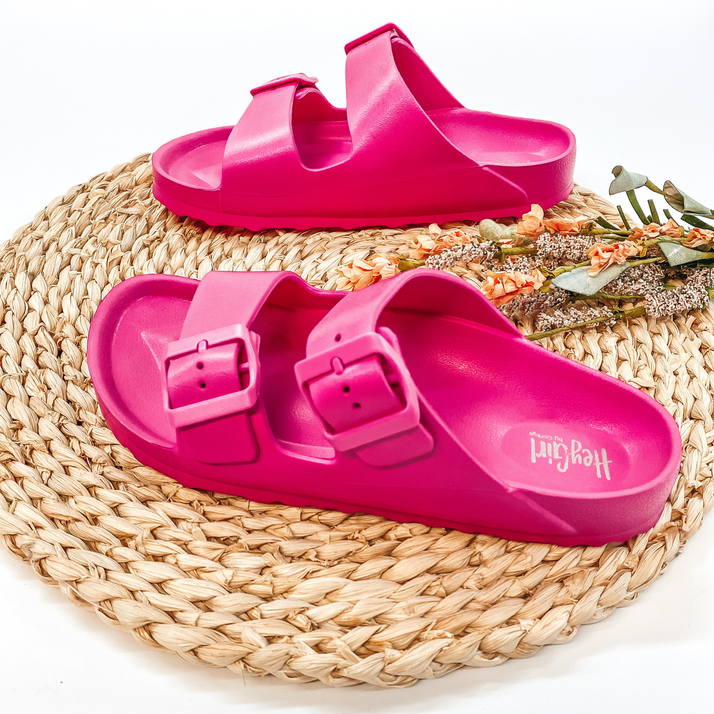 Corky's | Waterslide Two Strap Slide On Rubber Sandals in Pink - Giddy Up Glamour Boutique