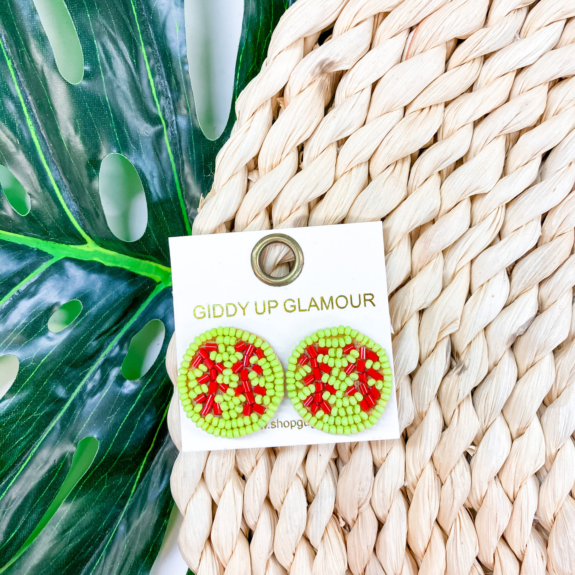 Let's Get Sporty Seed Bead Softball Stud Earrings - Giddy Up Glamour Boutique