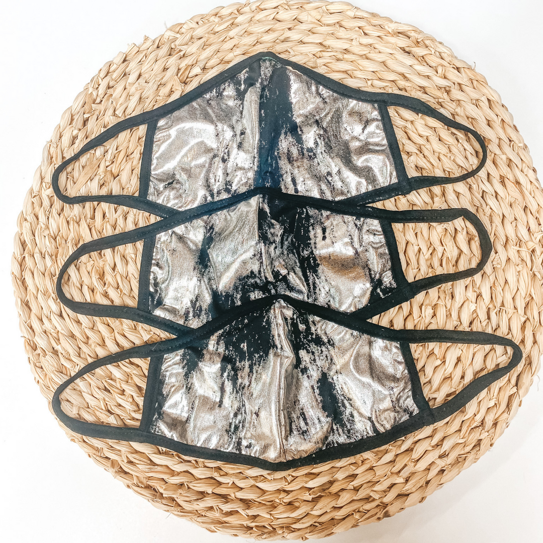 Can't Cover Style Face Covering in Black and Metallic Silver - Giddy Up Glamour Boutique