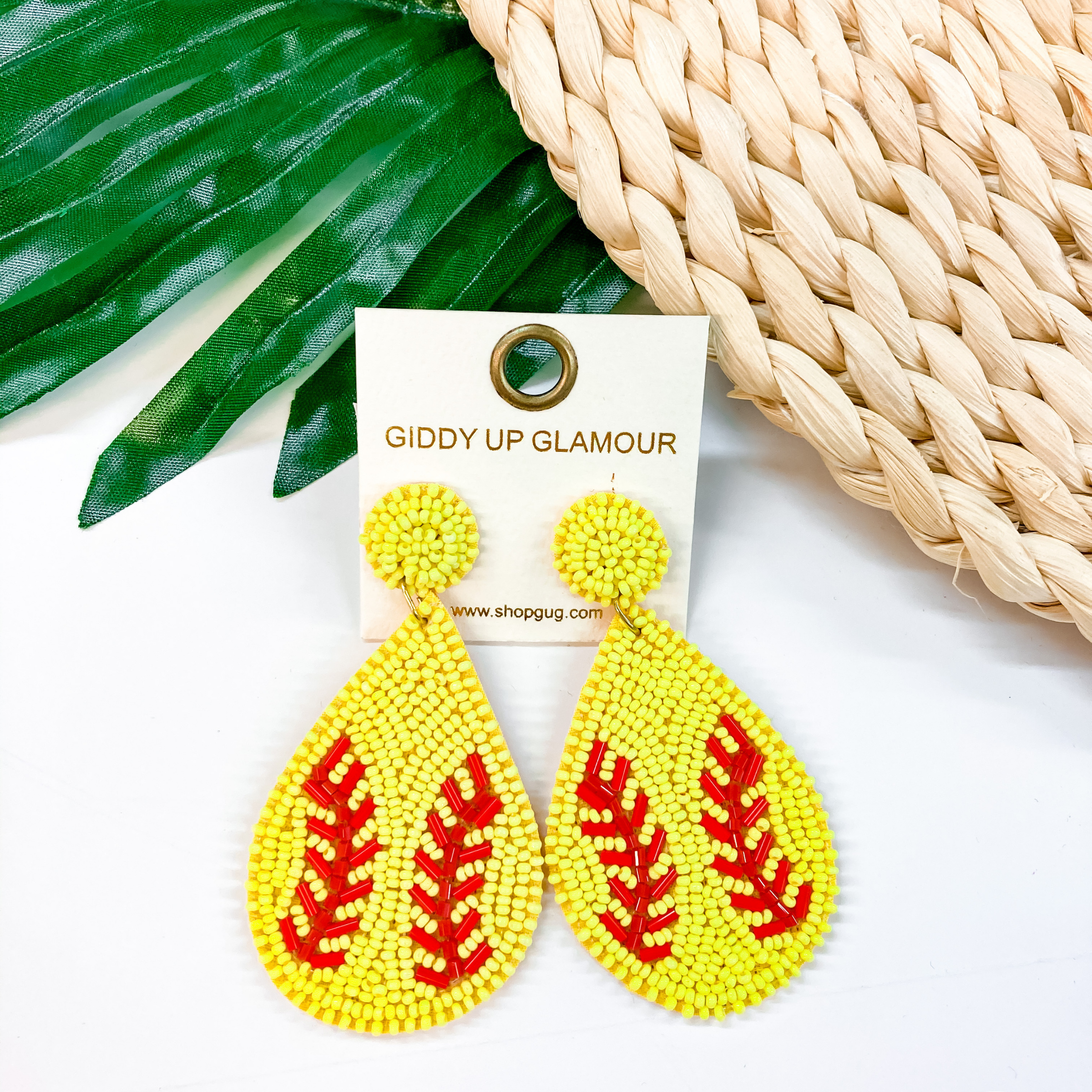 Seed Bead Teardrop Softball Earrings - Giddy Up Glamour Boutique
