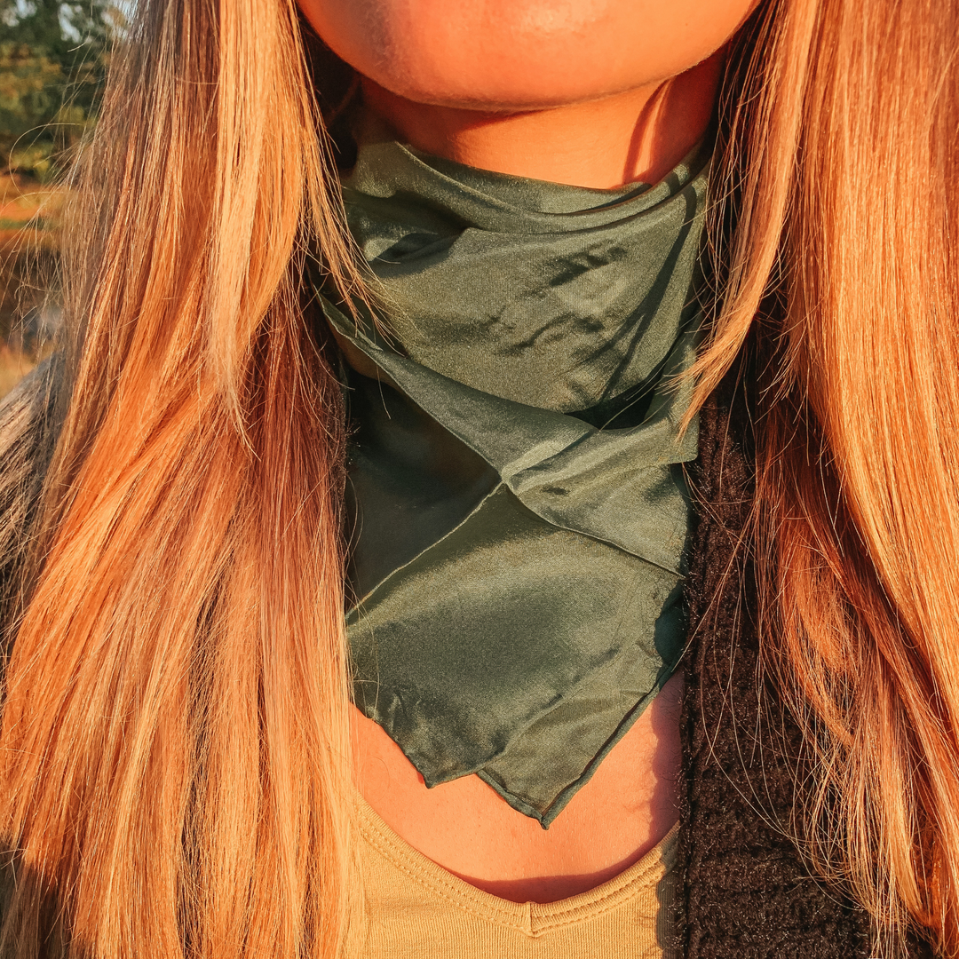 Mini Solid Wild Rag in Olive Green - Giddy Up Glamour Boutique