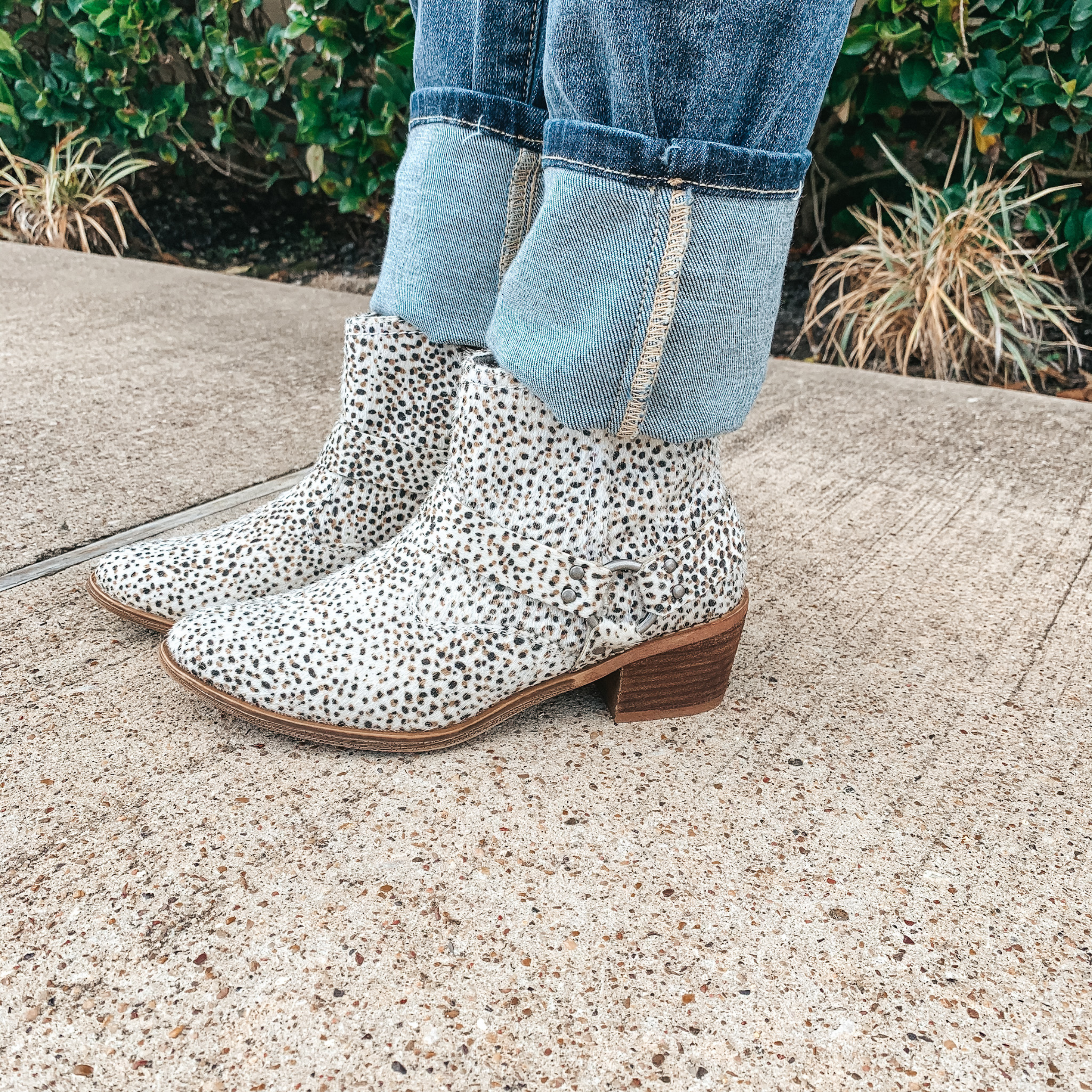 Very G | Oasis Faux Fur Bootie in Dotted Beige - Giddy Up Glamour Boutique