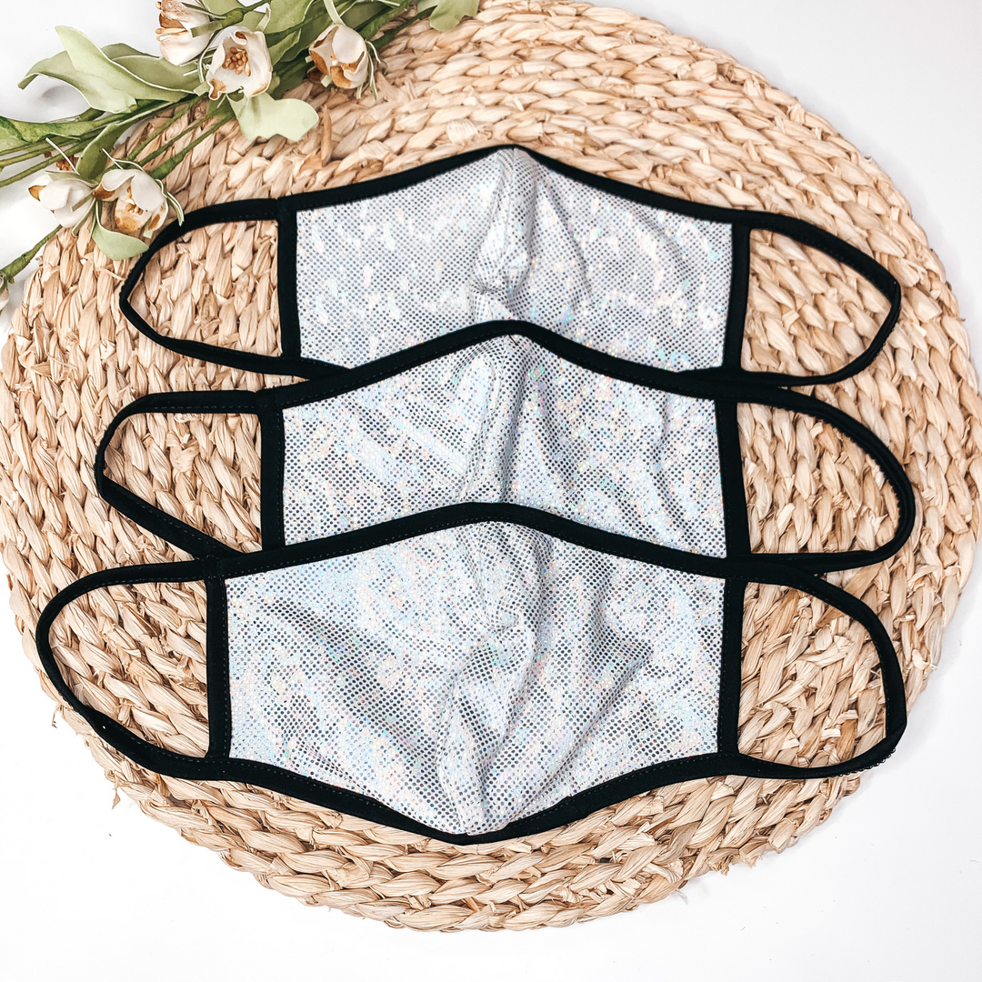 Can't Cover Style Sequin Face Covering in White Iridescent - Giddy Up Glamour Boutique