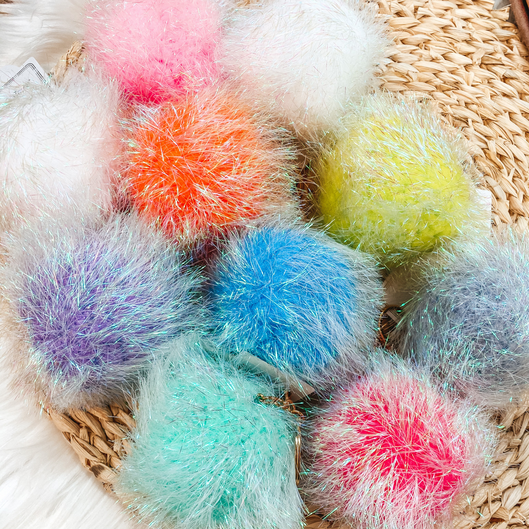 Buy 3 for $10 | Puff Ball Tinsel Keychains - Giddy Up Glamour Boutique