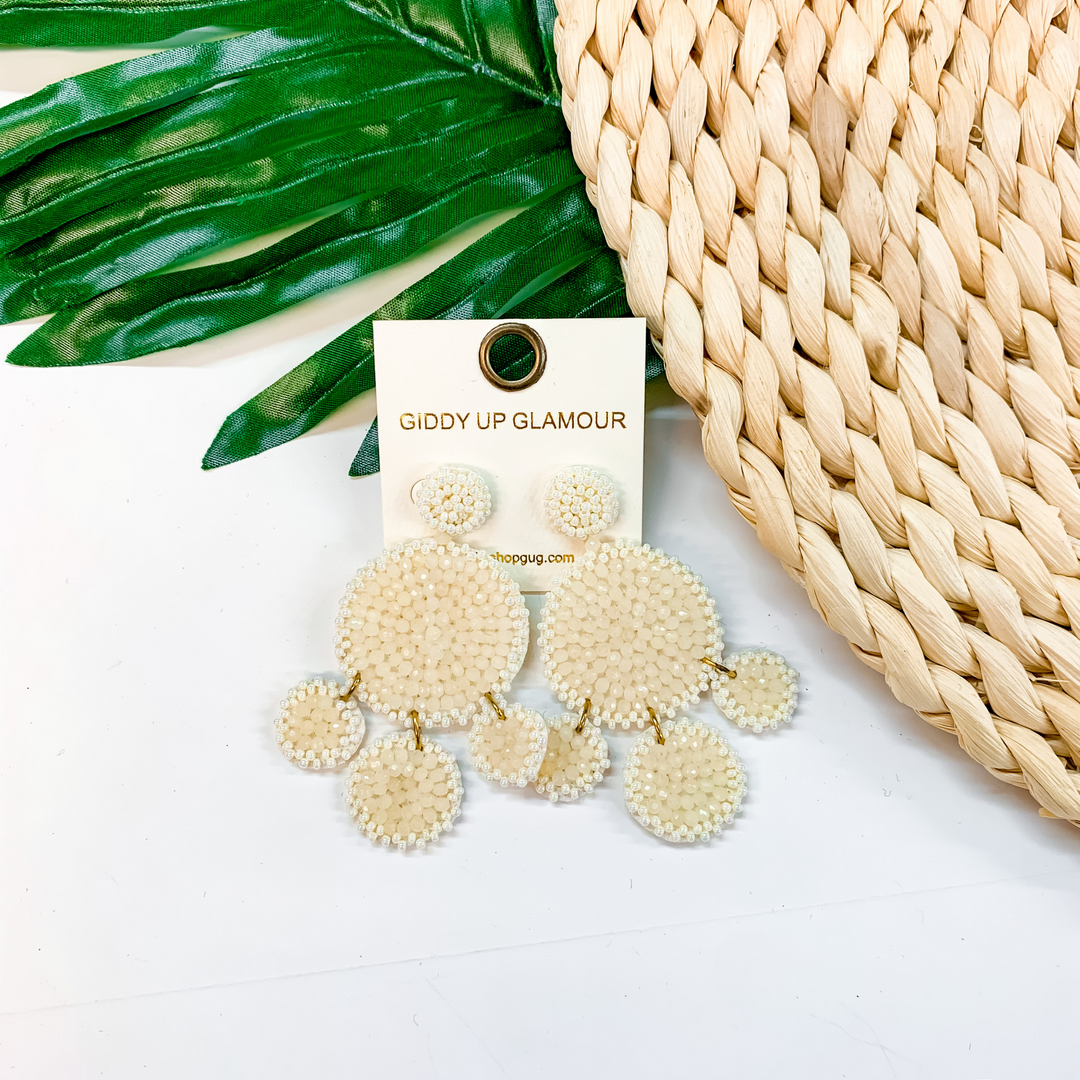 Stunning Style Circle Glass Bead Earrings In Ivory - Giddy Up Glamour Boutique