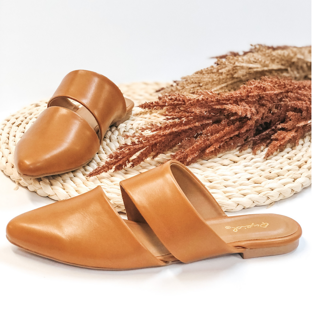 Touring The Flats Ballerina Slide On Mule Flats in Camel - Giddy Up Glamour Boutique