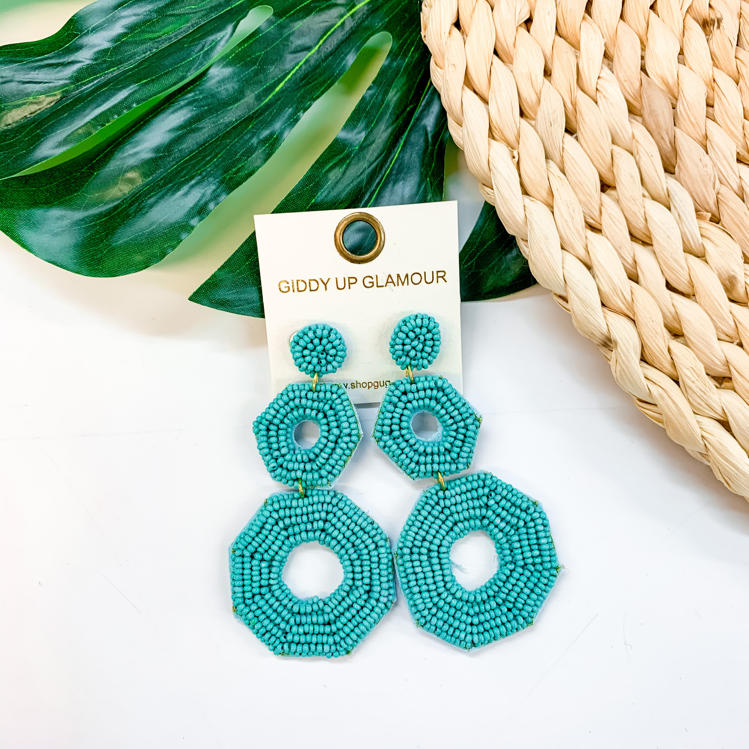 Forever Fearless Seed Bead Earrings In Turquoise - Giddy Up Glamour Boutique