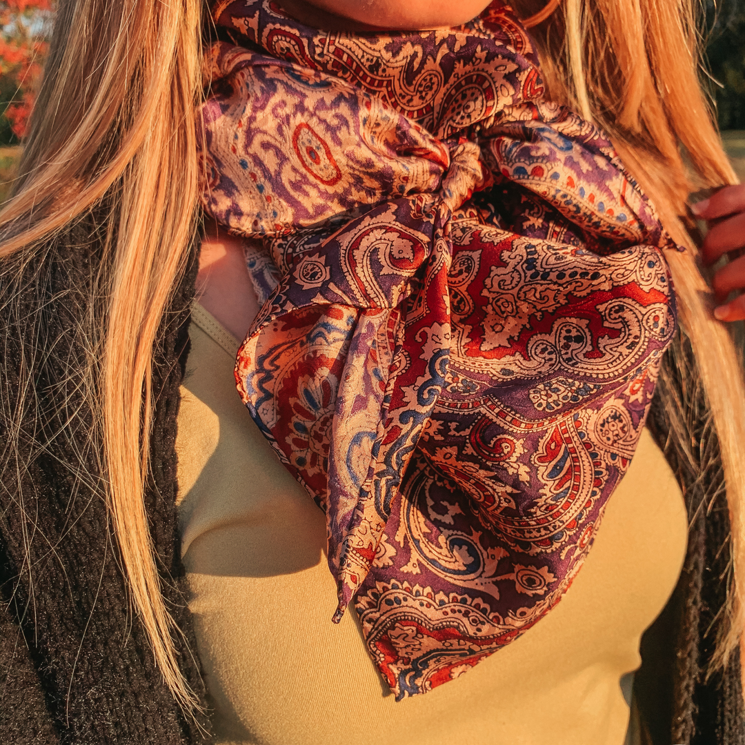 Paisley Wild Rag in Plum and Maroon - Giddy Up Glamour Boutique