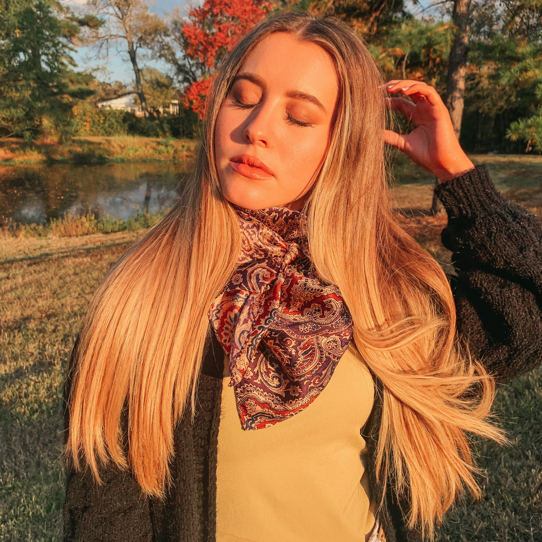 Paisley Wild Rag in Plum and Maroon - Giddy Up Glamour Boutique