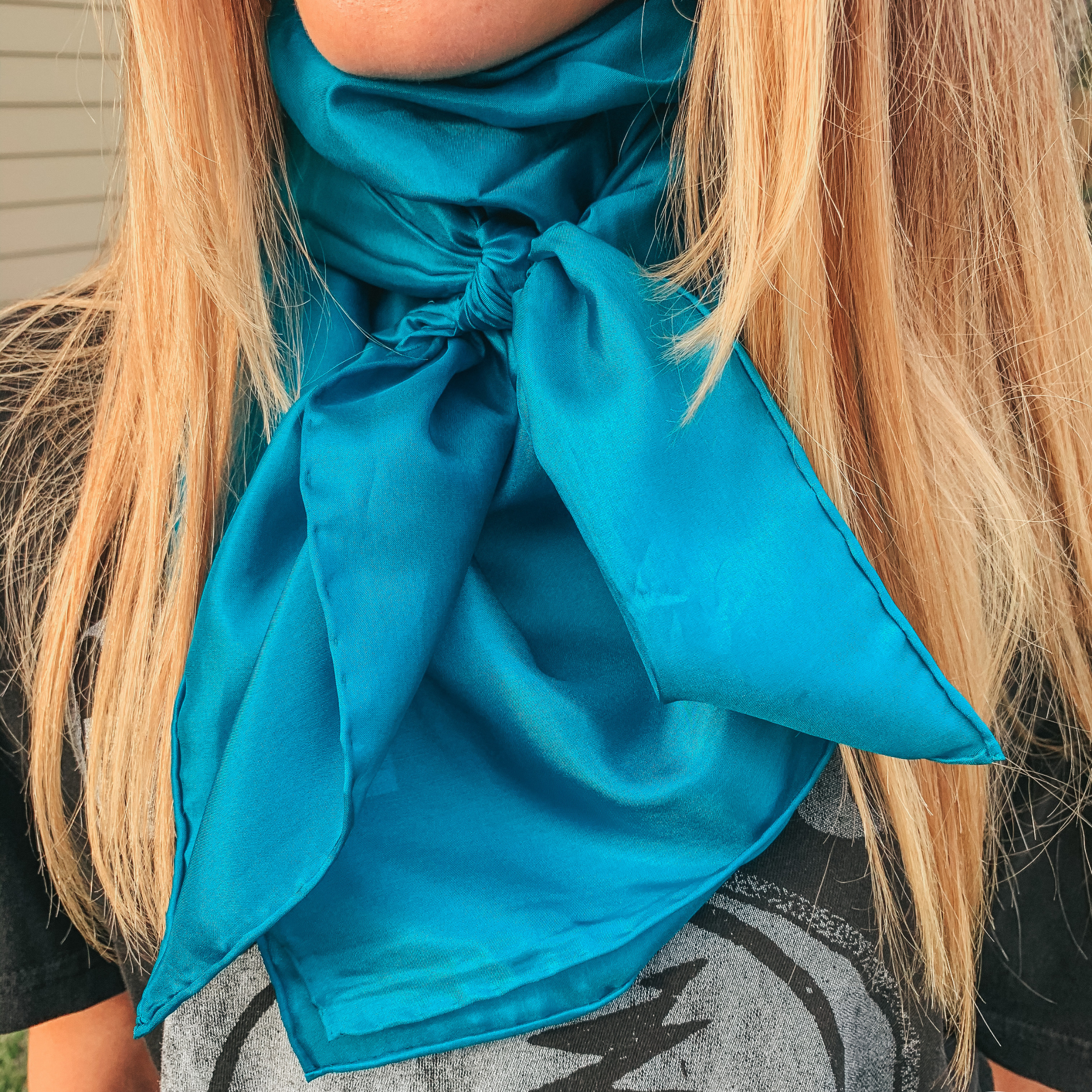 Solid Wild Rag in Aqua - Giddy Up Glamour Boutique