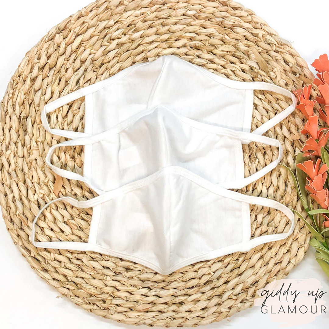 Can't Cover Style Cloth Face Covering in White - Giddy Up Glamour Boutique