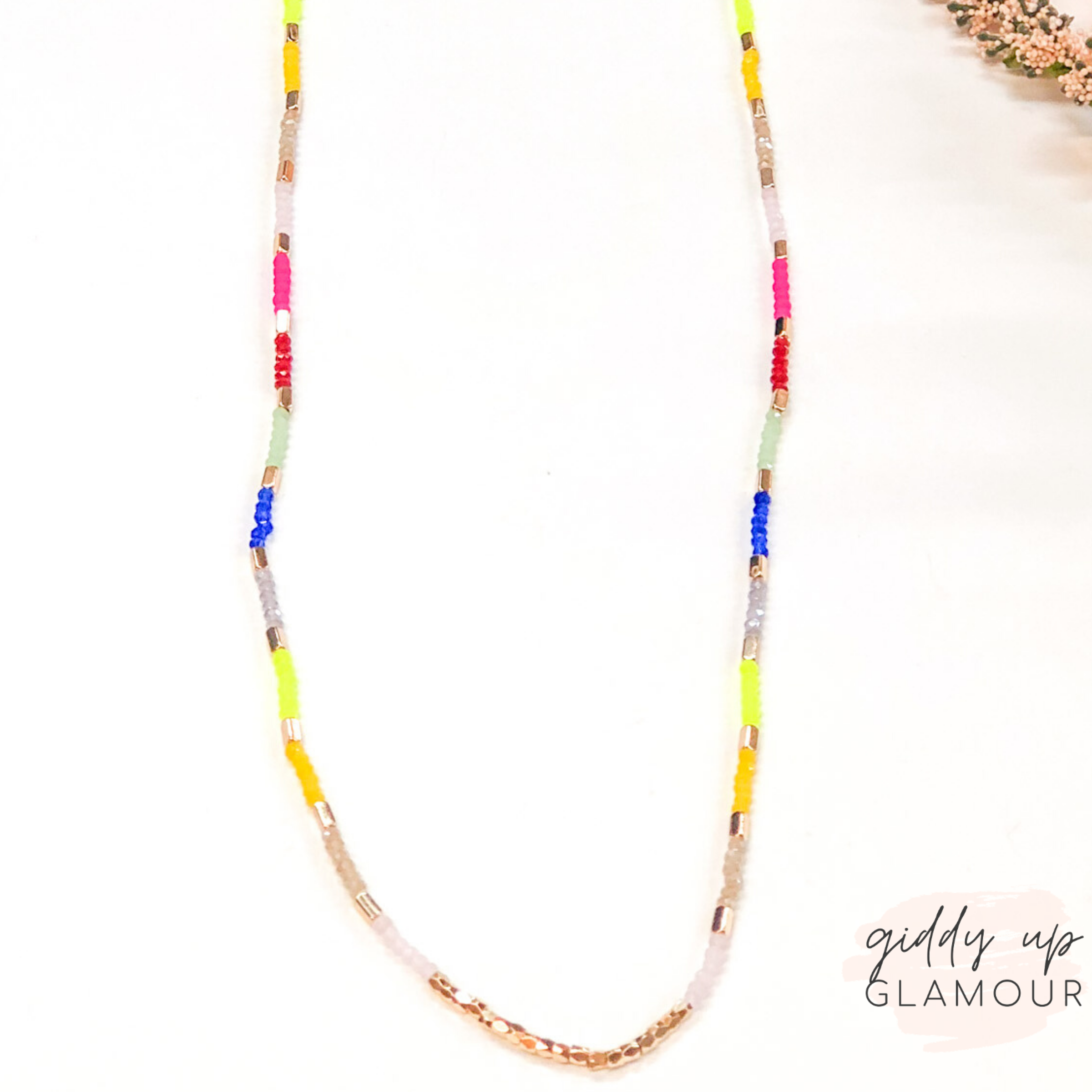 Small Crystal Beaded Layering Necklace in Multi
