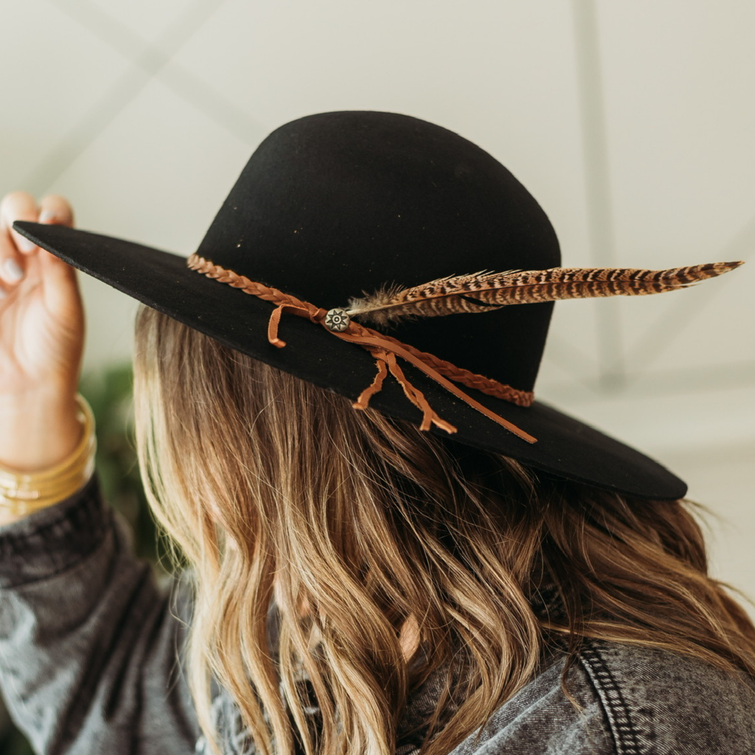 Charlie 1 Horse | Wanderlust Wool Felt Floppy Hat with Braided Band in Black - Giddy Up Glamour Boutique