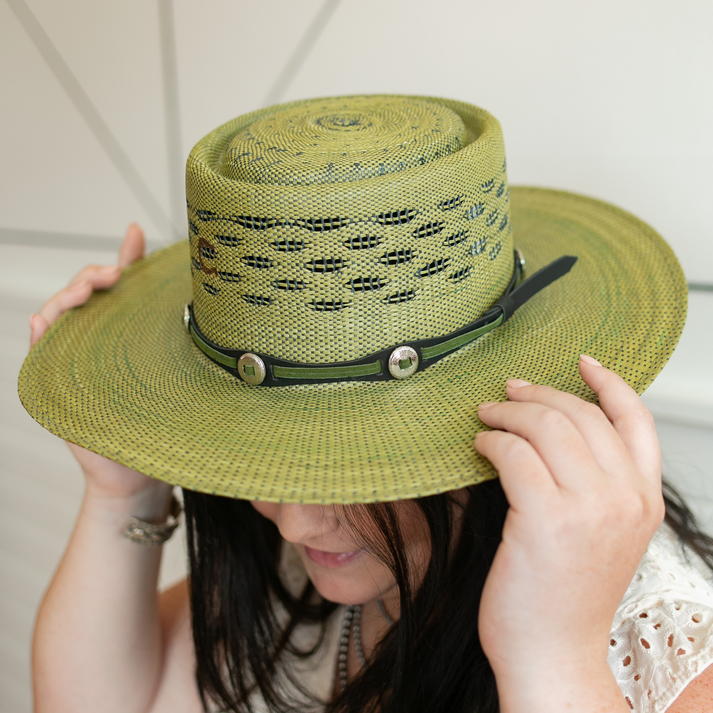 Charlie 1 Horse | Palm Beach Straw Hat with Concho Band in Olive - Giddy Up Glamour Boutique