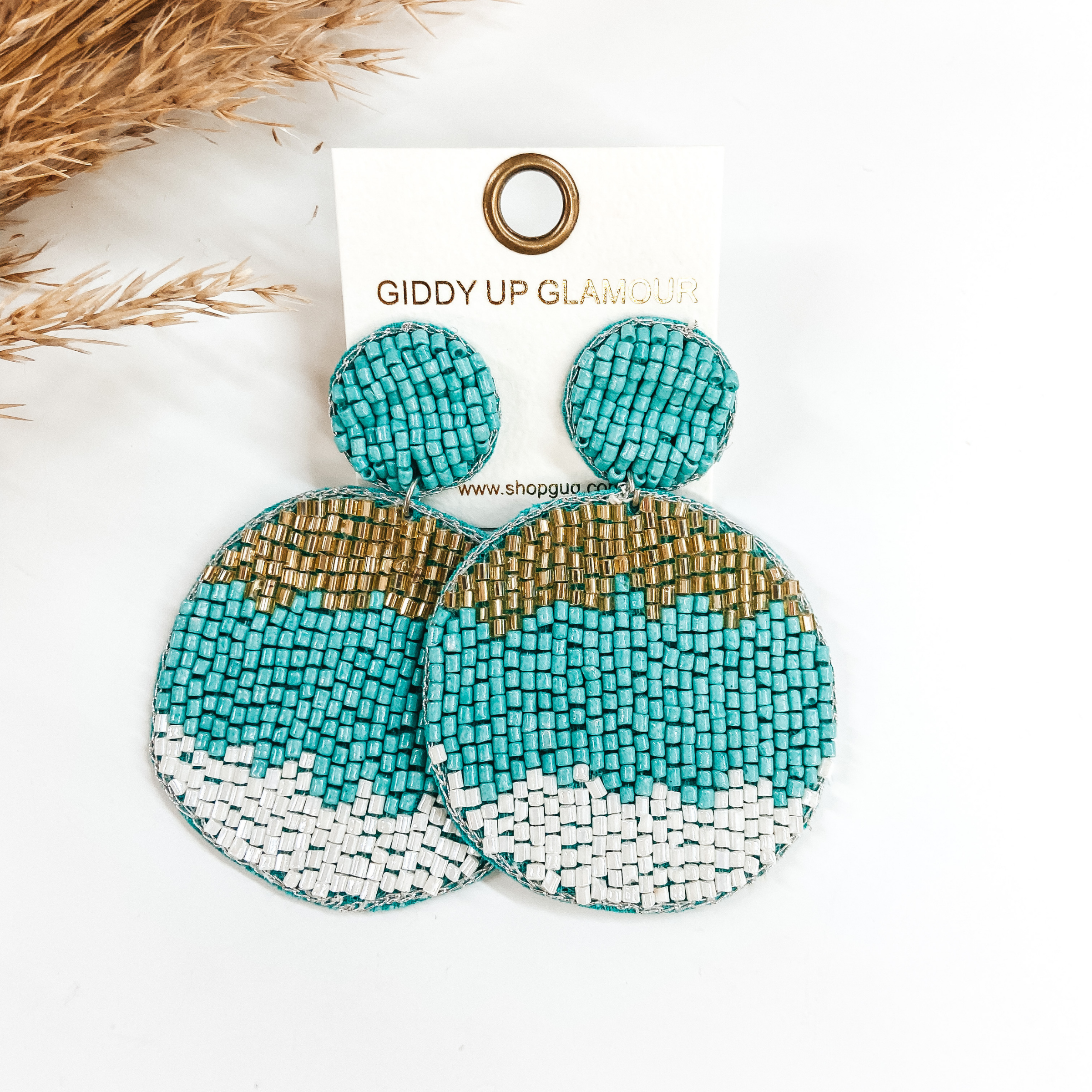 Ombre Circle Drop Post Earrings in Turquoise - Giddy Up Glamour Boutique