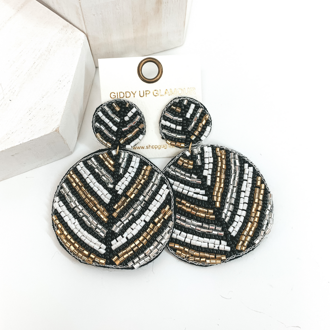 Circle Drop Accent Beaded Earrings in Black - Giddy Up Glamour Boutique