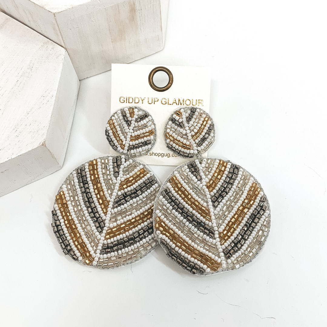 Circle Drop Accent Beaded Earrings in White - Giddy Up Glamour Boutique