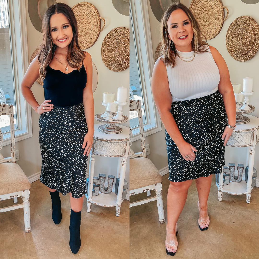 You'll See Her Dotted Midi Skirt in Black - Giddy Up Glamour Boutique
