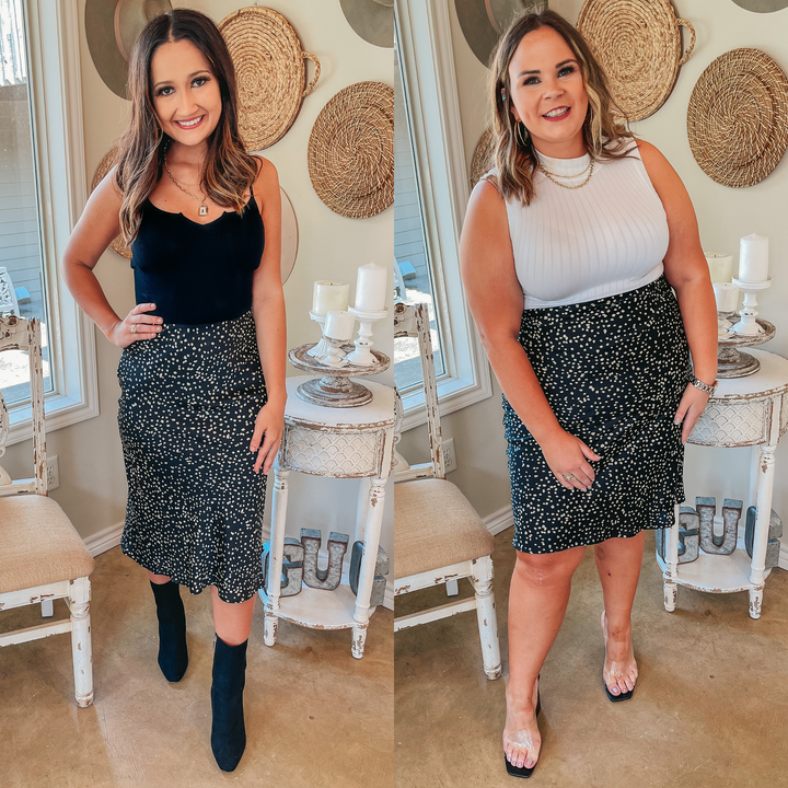 You'll See Her Dotted Midi Skirt in Black - Giddy Up Glamour Boutique