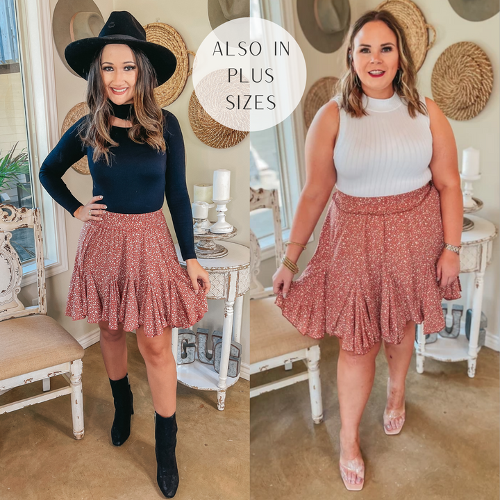 Newest Views Small Leopard Ruffle Skirt in Dusty Mauve Pink - Giddy Up Glamour Boutique