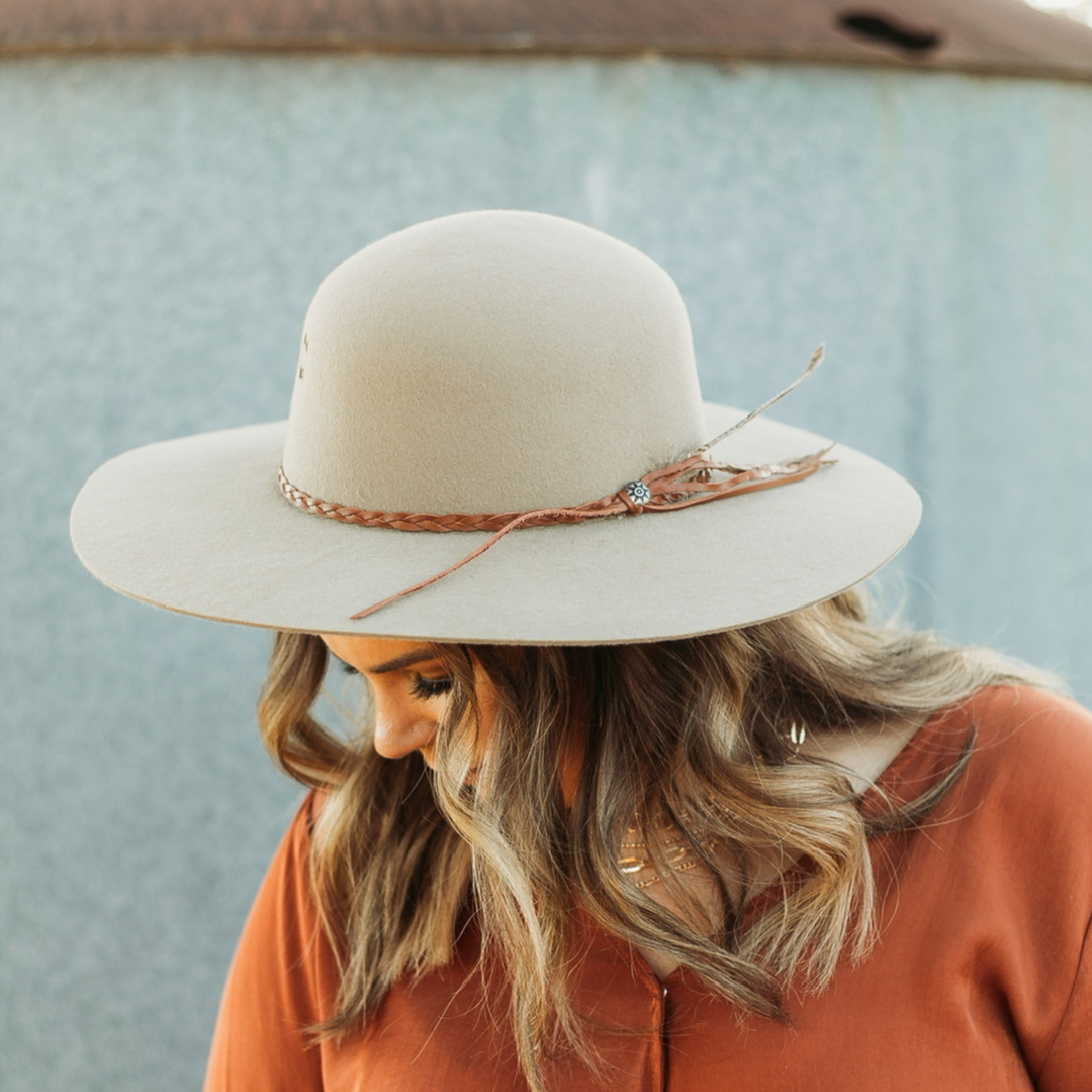 Charlie 1 Horse | Wanderlust Wool Felt Floppy Hat with Braided Band in Sand - Giddy Up Glamour Boutique