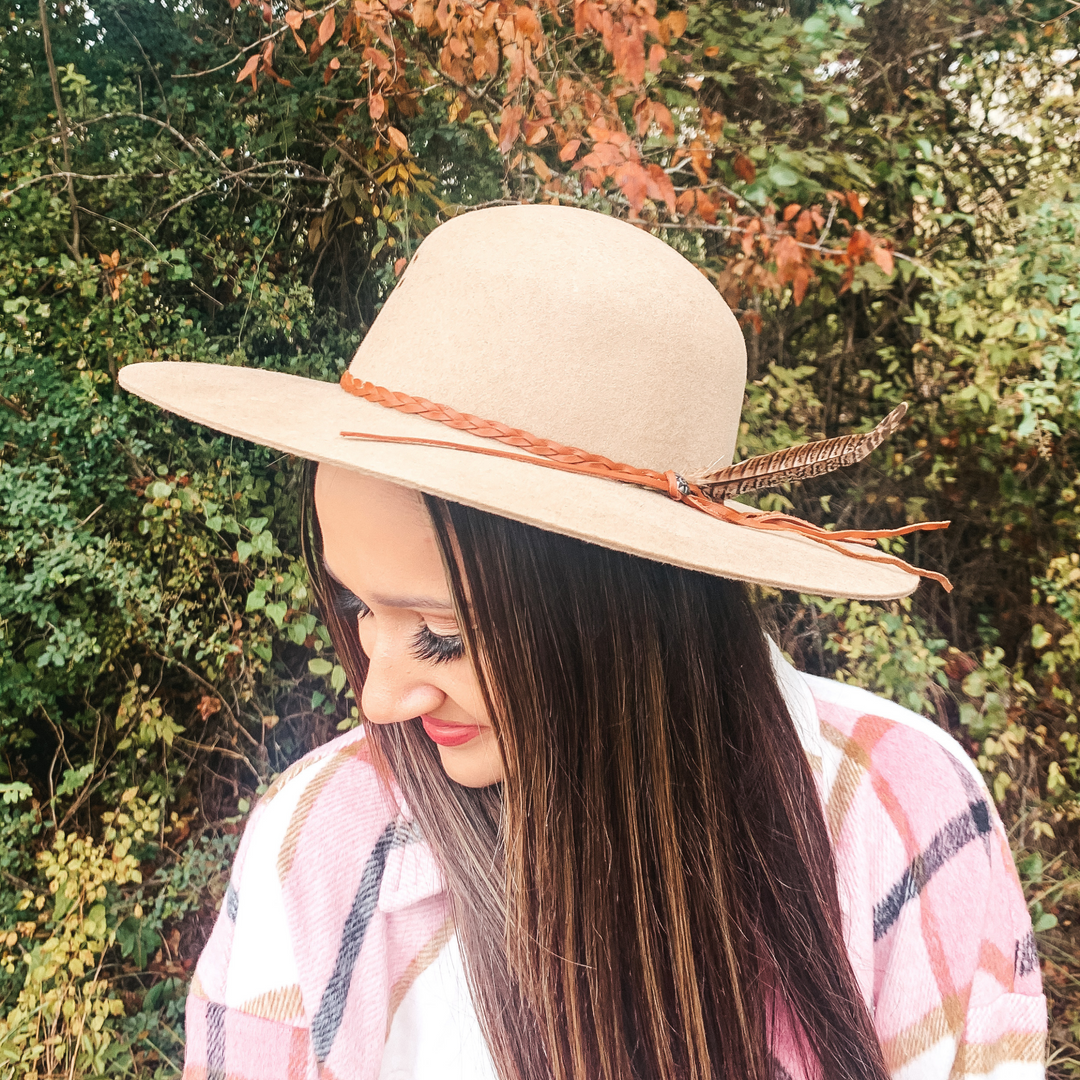 Charlie 1 Horse | Wanderlust Wool Felt Floppy Hat with Braided Band in Sand - Giddy Up Glamour Boutique