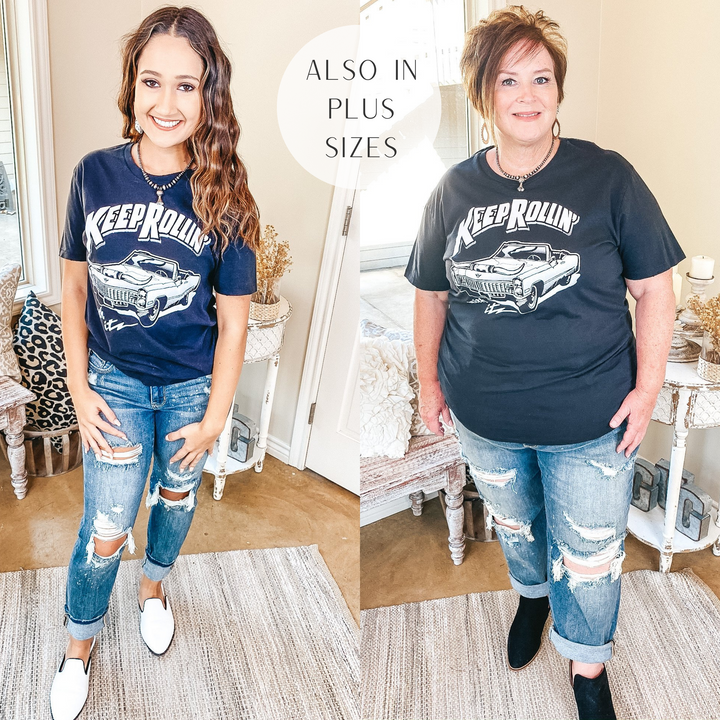 Keep Rolling With It Classic Car Graphic Tee in Black - Giddy Up Glamour Boutique