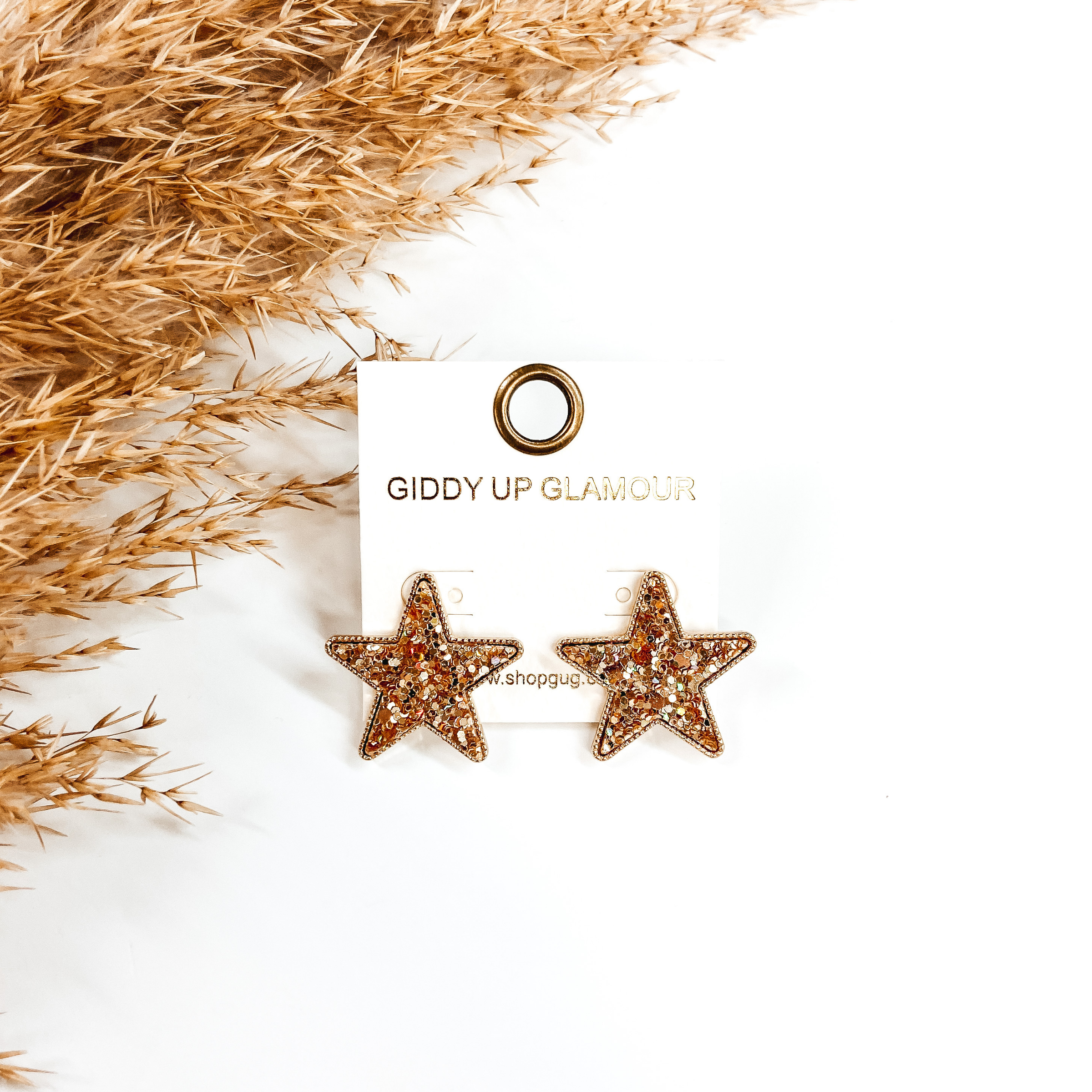 Sparkle in Her Eyes Druzy Star Post Earrings in Gold - Giddy Up Glamour Boutique