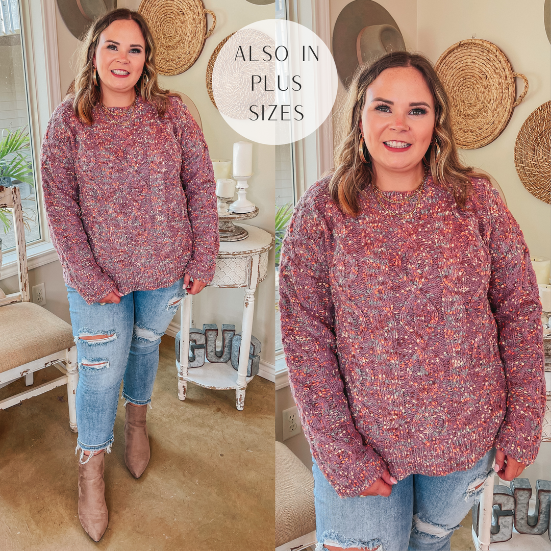 Cozy Debut Multi Color Knit Long Sleeve Sweater in Orchid Purple - Giddy Up Glamour Boutique