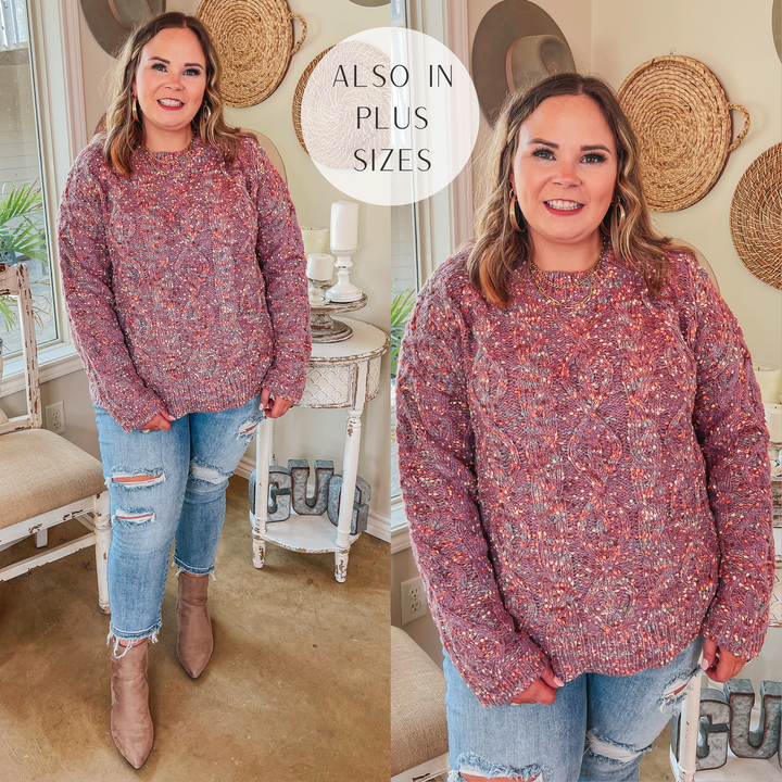 Cozy Debut Multi Color Knit Long Sleeve Sweater in Orchid Purple - Giddy Up Glamour Boutique
