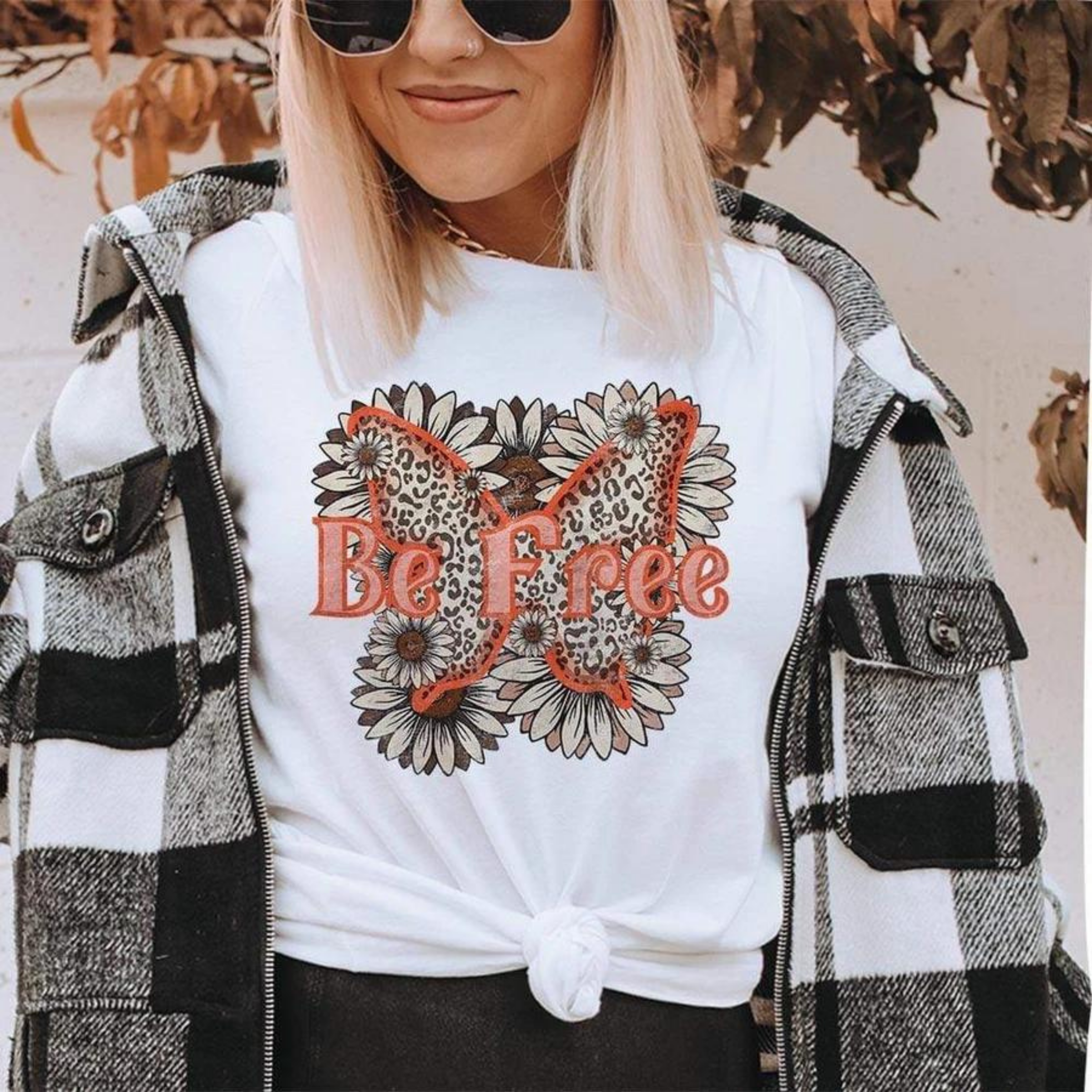 Online Exclusive | Be Free Butterfly Short Sleeve Graphic Tee in White - Giddy Up Glamour Boutique